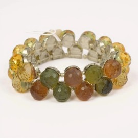 Crystal Avenue Multi Color Lucite Bead On Silver Tone Stretch Bracelet