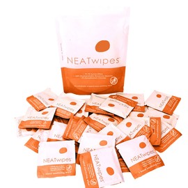 NEATwipes Hand Sanitizing Wipes | Travel Size | Disposable Wet Wipe & Biodegradable | Fresh Citrus Essential Oil | Soothing Aloe Vera | 24 Individually Wrapped Wipes