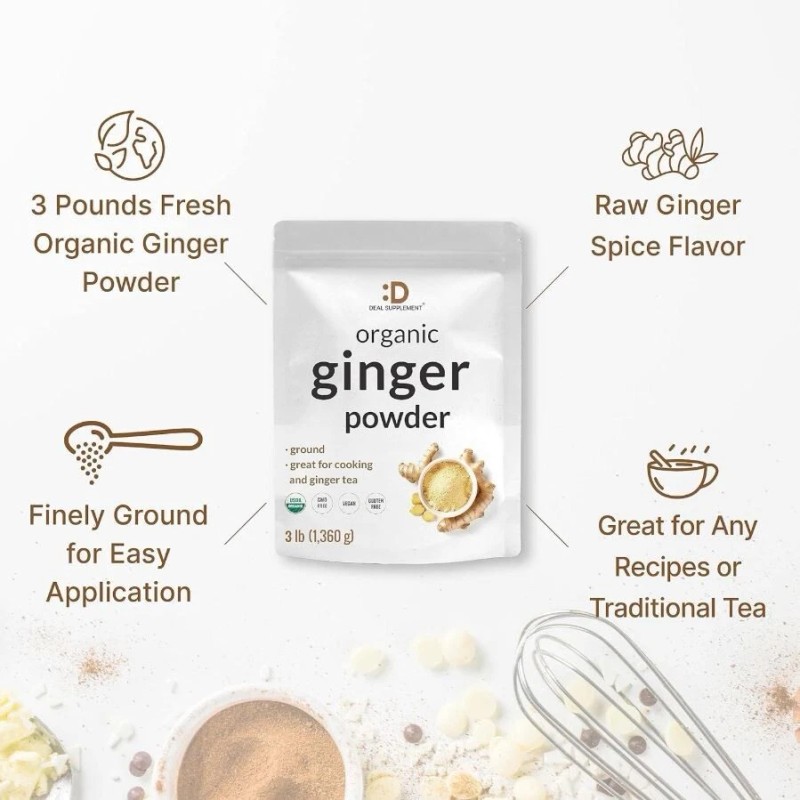 DEAL SUPPLEMENT Organic Fresh Ginger Powder 3 lbs, Great for