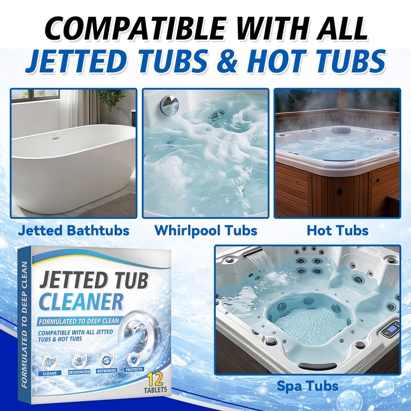 Bellisinno Jetted Tub Cleaner Bathtub Tabs, Bathtub Cleaner for Whirlpool,