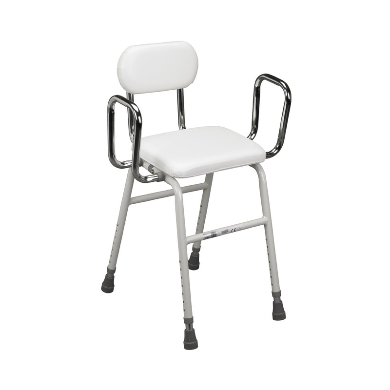 Drive Medical 12455 Adjustable Height Stool with Back and Arms