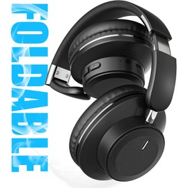 Headphones Bluetooth Wireless Over Ear, ESoundvol 65H Playtime HiFi Stereo Over Ear Headphones Wireless with Deep Bass & Soft Earmuffs, Fashionable Foldable Headphones for Travel/Office/Cellphone/PC