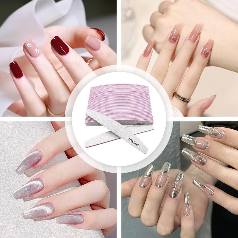 Funalix Nagelfeilen, 12 Stück doppelseitige Schmirgelbretter Nagelfeilen, Nagelstyling-Werkzeuge, waschbares Nagelfeilen-Set,