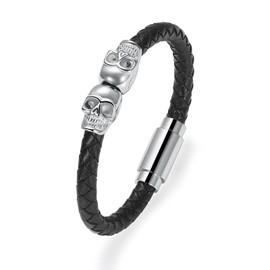 Minicremation Cremation Bracelet Jewelry Skull Urn Bracelet for Ashes for Men Keepsake Memorial Cuff Bangle Braided Leather Wristband Cremation Bracelet Gift for Men Women