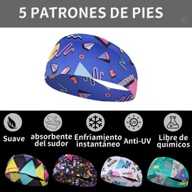 Diademas Deportivas, Banda para el Sudor, Banda para la Cabeza Deportiva de 5 Piezas, Ntideslizante Sweatband Transpirable Hairband para Correr, Yoga,Tenis, Ciclismo, Cardio, Ejercicio de Gimnasio