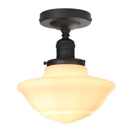 Pathson Vintage Flush Mounted Ceiling Lighting with Milk White Glass Shade, Mid-Century Style Ceiling Light Fixture for Hallway Foyer Loft Living Room Bedroom