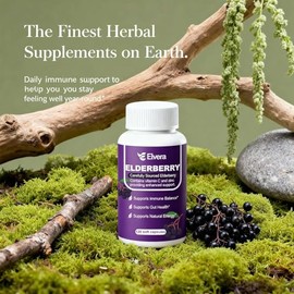 Elderberry - Elvera Elderberry Gut Support, 1200mg Elderberry Extract, Vitamin C, Zinc for Digestive Balance, Immune Support | Vegan, Non-GMO | 120 So