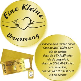 Tixlux Kleine Umarmung Glücksbringer, Glücksbringer mit Rubbelkarten, Grußkarte, Mutmacher Geschenk, Gute Besserung Geschenke, Glücksbringer Prüfung für Familie Frauen Jungen Patient (Goldenes)