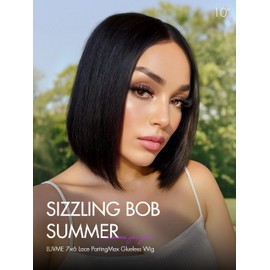 LUVME HAIR 7x6 HD Lace All-Day Comfort Wig PartingMax Lace 10 Inches Bob Wigs Lace Front Wigs Human Hair Pre Cut Plucked Lace Frontal Glueless 10 Inches Natural Black Color
