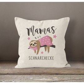 SpecialMe® Cushion Cover Saying Mamas Snoring Corner Sloth Gift for Mother's Day Birthday Christmas Nature 40 cm x 40 cm