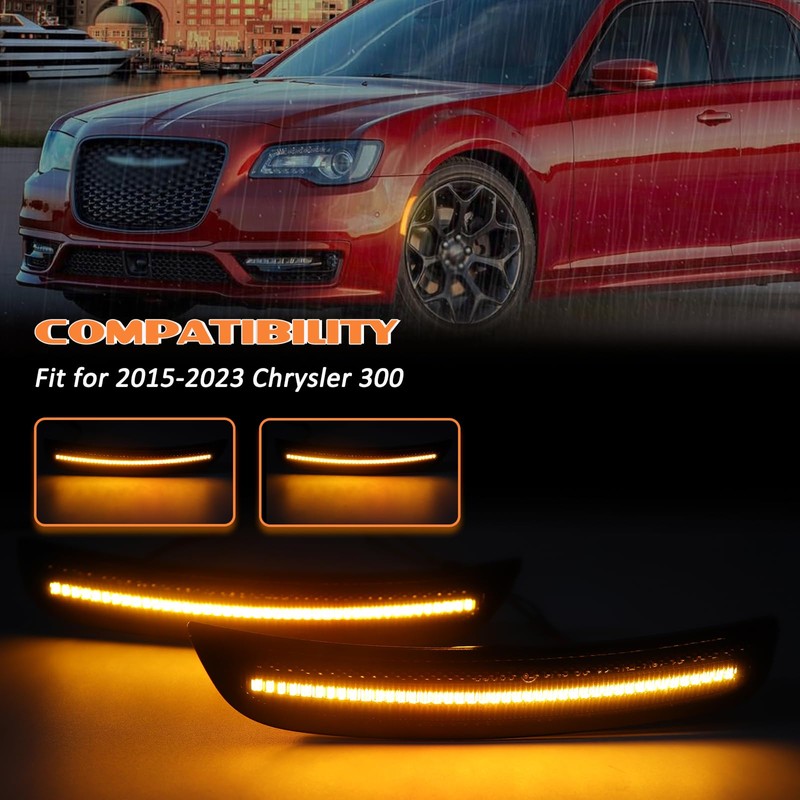 AreLokpri Side Marker Lights Kits for Chrysler 300 2015-2023, Front