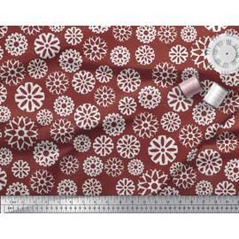 Soimoi Red Velvet Fabric Floral & Geometric Mandala Printed Craft Fabric BTY 58 Inch Wide
