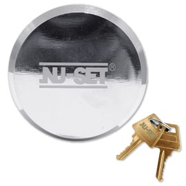 NU-SET 2 X 5373-KA 2-7/8" 73mm Hockey Reinforced Hidden Shackle Lock Puck Trailer Padlock Solid Steel 2-7/8, All Keyed Same, Polish Chrome, 2 Piece, Gray