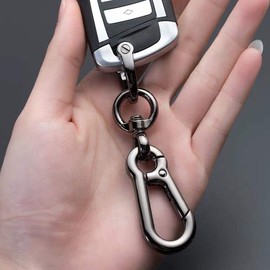 Zinc Metal Key Fob, Premium Key Ring, Car Key Chain with Carabiner Clip, UME818 D-ring Key Holder (Silver)