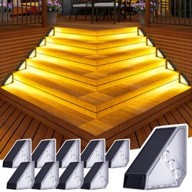 JSOT Solar Step Stair Lights Outdoor Yard Decor 10 Pack, IP65 Waterproof Deck Lighting for Outside Solar Powered, Solar Garden Light Decor for Fence, Backyard, Front Porch Step, Balcony, Wall, Patio