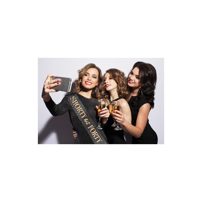 PartyForever Shorty Hit Forty Sash – Black Glitter Sash with