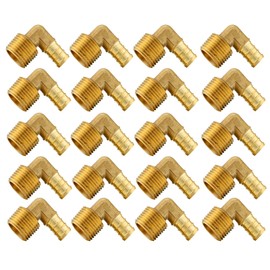 GUOFIS 20 Pack PEX Male NPT Elbow Fittings, 3/4" x 3/4" Brass, ASTM F1807 Certified, Ideal for PEX Pipes in Plumbing Jobs(PEX1807099-20Pack)