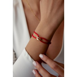 TRINITY BRACELET - LIMITED EDITION DIAMOND SERIES (18K Gold Filled - Sterling Silver) Designer, high-end CORD BRACELET. Elegant and perfect gift (Red, Gold)