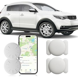 GPS Tracker for Vehicles,No Subscription GPS Car Tracker,Anti-Lost Car Locator with Magnetic Case,Work with Apple Find My App(iOS Only) for Car,Kids,Elderly,Pets,Keys,Luggage-White,2PCS