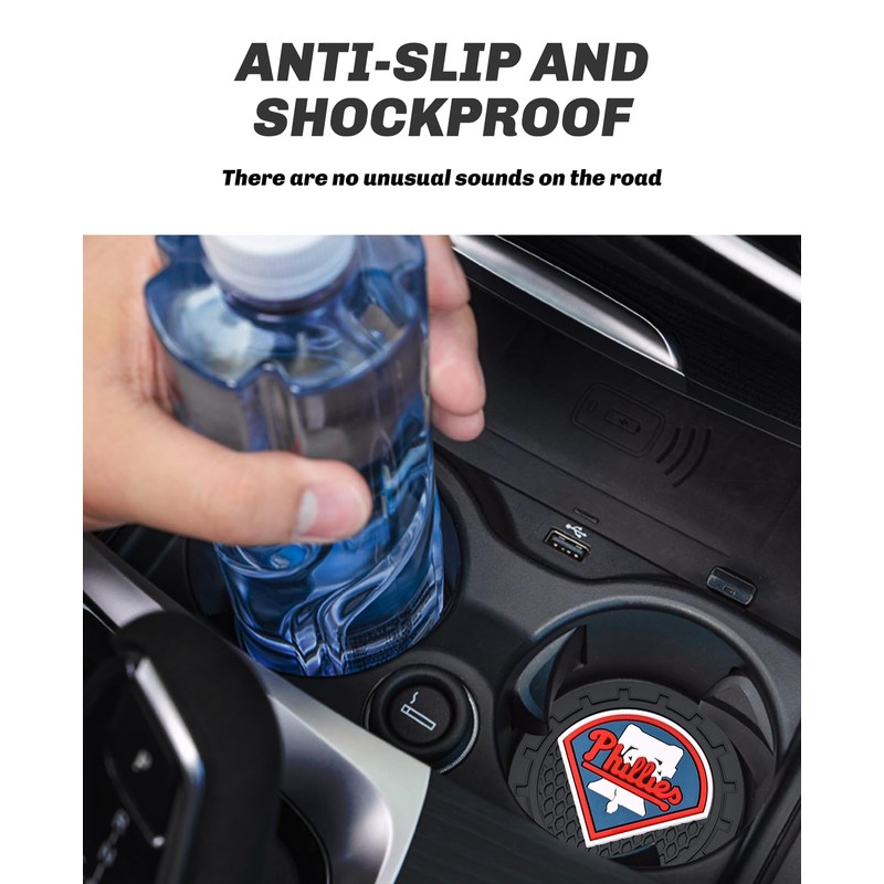 Car Cup Holder Coasters for Philadelphia Phillies Baseball Fans, Silicone