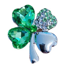 Lucky Four Leaf Clover Brooch Pin Badge, Shamrock Pin Badge St Patrick's Day