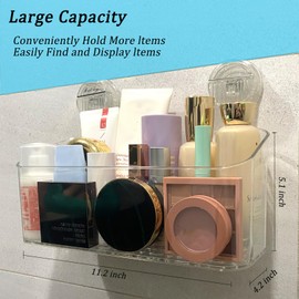 Trsury 2PCS Bath Toy Storage Holder for Bathtub, Clear Bath Toy Organizer Large Bathtub Toy Storage Shower Caddy Suction Cup No Drilling Removable Shower Shelf Shower Rack for Bathroom Kitchen Office