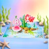 POPWOW Happy 8th Birthday Pop Up Card, Mermaid, Pearl Shell,