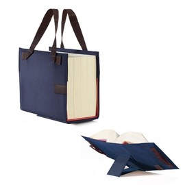 LEXSKIN Cover Size L (Sartorius) Navy Blue / with Fold-Out Bookend: Portable All-in-One Nylon/Leather Cover for Loose Leaf Works with Text Block Width 86 mm, blue, Sports bag