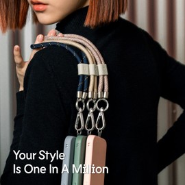 RHINOSHIELD Braided Wrist Phone Lanyard | Recycled Materials, Easy to Adjust, Charm, Durable Strap with Trendy Colors (Landyard Card Included) - Cosmo Black