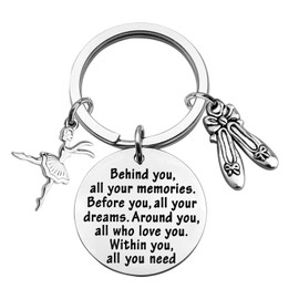 FEELMEM Ballet Dancing Gifts Dance Class Dancer Gift Dance Recitals Gift Behind You All Your Memories Keychain Girl Dance Jewelry Dancer Graduation Gifts