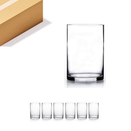 WGV Cylinder Vase Bulk, 4" W x 6" H, Floral Container, Glass Candle Holder Centerpiece Planter Terrarium for Wedding Party Event, Home Office Decor, Clear, 6 Pieces