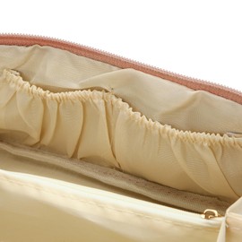 Wenwood Travel Makeup Bag for Women, Zipper Closure,Waterproof Portable Cosmetic Bag PU Leather Open Flat for Travel Essentials