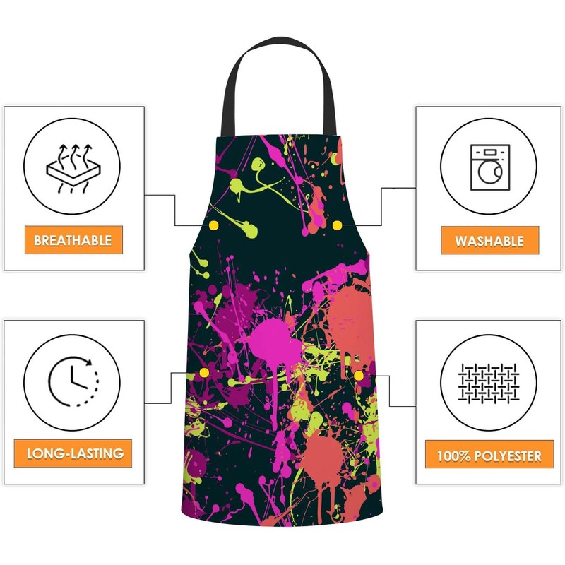 BGBDEIA Splatter Paint Pattern Apron Adjustable Neck Bib Apron for