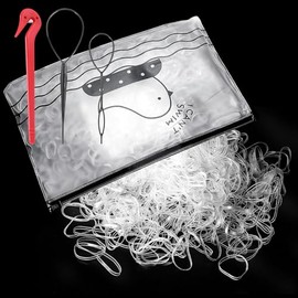 1000Pcs Hair Elastic Bands,Elastic Hairs Bands with Removal Hook and 2 Braid Tools,Small Elastic Bands for Hair,for Kids Hair Braiding,Wedding Hairstyle,Hair-Accessory