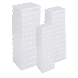 IBEQUEM 36 Pcs Mini Storage Containers, Mixed Sizes Small Rectangular Clear Plastic Storage Containers Box with Hinged Lid for Beads, Organizie Tiny Items, Other Craft Projects