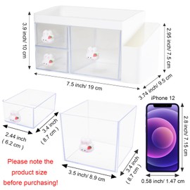 SAYEEC Desk Organizer Multi-Functional Desktop Makeup Stationery Accessories Organizer Desk Organization Storage Box Caddy for Office School Home Vanity Table (White)