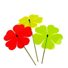 Sun Catcher Garden Decor Double Blossom Set of 3 Large Decorative Garden Stake 75cm/29.5'' high Outdoor Yard Accessory Great Gardeners Gift, Colour:red/yellow/green