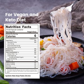 Hethstia Shirataki Noodle, Konjac Noodles Pasta Spaghetti, Gluten-Free, Vegan, Keto Friendly, Low-Calorie, Low-Carb, Sugar-Free, 56.5 Oz (10 Packs), Low GI, Healthy Diet, Ready to Eat