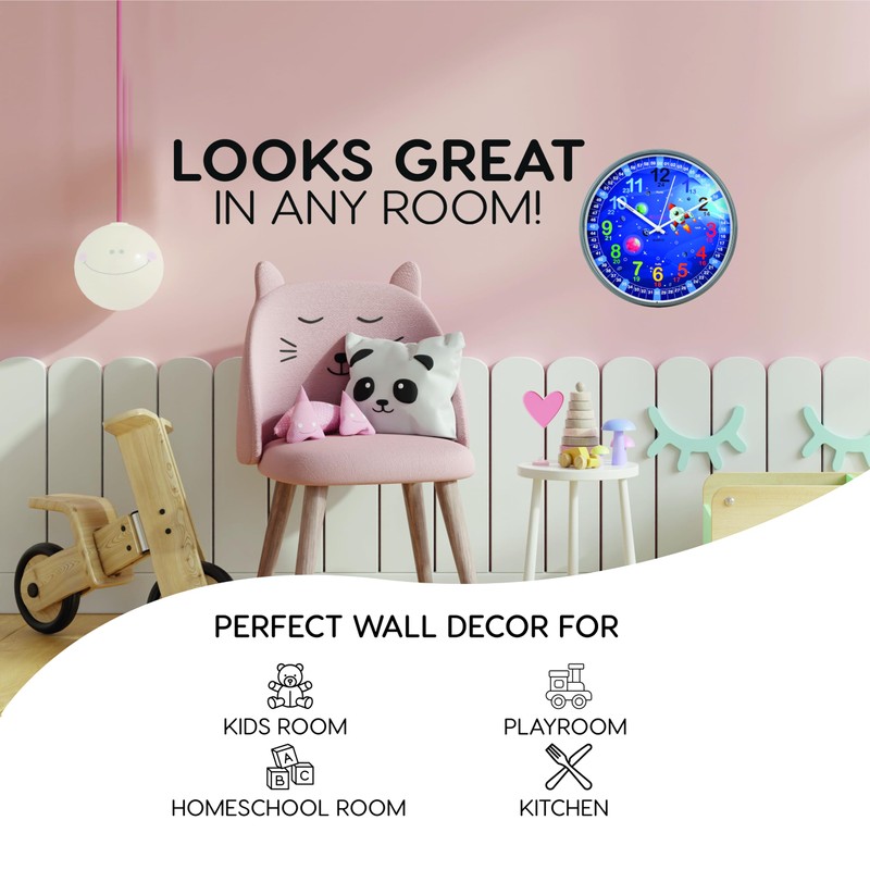 Kiddus Children's Wall Clock Analogue Time Teacher with Time Learning