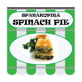 Food Truck Decals Spanakopita Spinach Pie Concession Restaurant Die-Cut Vinyl Sticker N29 & Sign 10 in on Longest Side