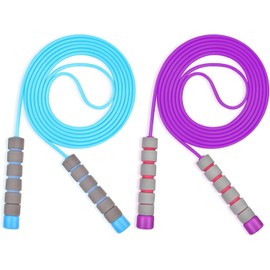 Flintronic - Cuerdas de saltar para niños, paquete de 2 cuerdas de saltar ajustables para niños, cuerda de saltar de 2,6 m con asas de espuma