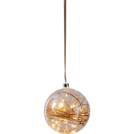 EGLO LED Christmas Bauble for Indoor Use, Illuminated Glass Ball for Hanging, Diameter 20 cm, Luminous Ball for Hanging, Extra Warm White, Power Operated