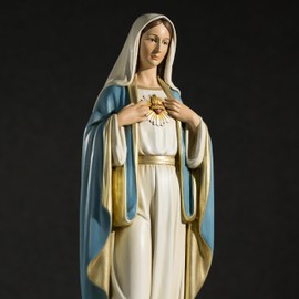 BC Catholic Immaculate Heart of Virgin Mary Statue, 24.5" H Holy Mother Statue for Altar, Religious Gift for Church, Hospital, School, Renaissance Sculpture Handpainted by Buildclassic