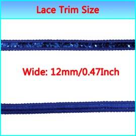 dlboboai Sequin Ribbon Trim Polyester Braided Ribbon 12 Yards 12mm Wide Lace Trim for Sewing Crafts Clothing Curtains Accessories Lampshade Home DIY Decoration (Dark Blue)