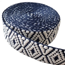 VIAILI SYMIE Cotton Webbing 1.5 inch Striped Webbing Polyester Webbing Heavy Duty Ribbon for Crafts Bag Handles Camera Purse Strap DIY Pet Collars Leash Backpack Belt 5 Yards 38mm (Navy)