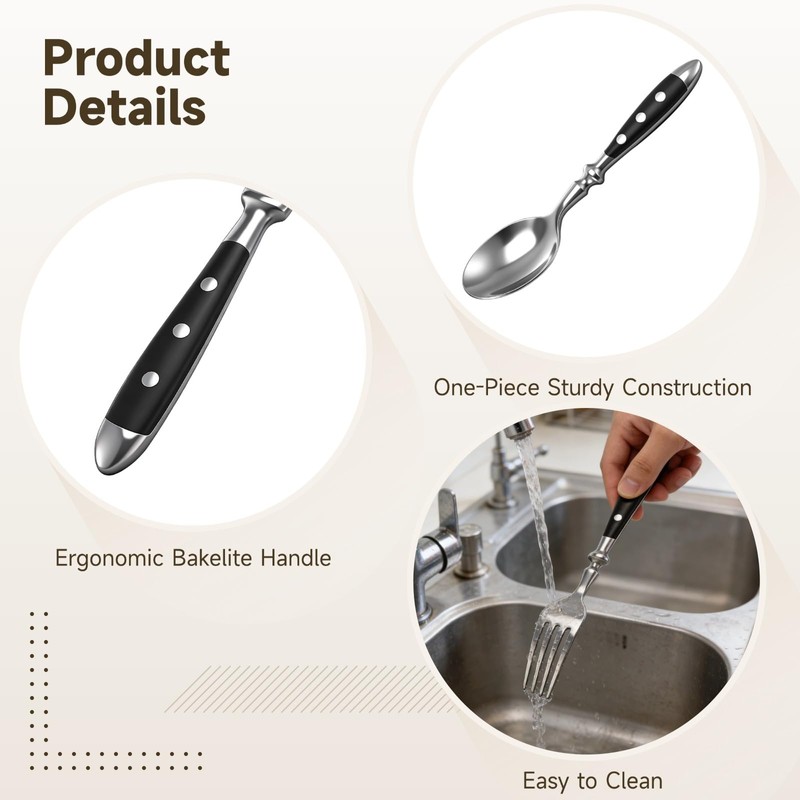 24 Pcs Silverware Set Service for 4, Stainless Steel Flatware