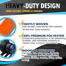 PerkHomy Webbing 1 Inch 1.5 Inch 2 Inch, 10 15 25 30 50 Yards Heavy Duty Strap for Bags, Lawn Chair, Gear, Luggage, Crafting, Repairing, Indoor or Outdoor(Black, 1" x 10 yds)