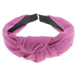 Women Girls Wide Knot Knotted Winter Corduroy Headband Soft Fabric Vintage Wedding Boho Party Christmas Birthday (Magenta Pink)