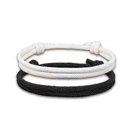 Xolixorium Adjustable Rope Couples – Promise Bracelets for Boyfriend & Girlfriend, Matching His & Her for Anniversary, Birthday, Valentine’s Day (To My Love-Black＆White)