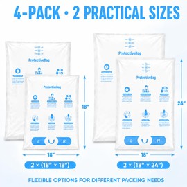 Expanding Foam Packaging Variety 4-Pack — Shock-Absorbing Self-Foaming Bags for Secure Shipping of PCs, Precision Instruments & Fragile Items (2x 18"x24", 2x 18"x18")